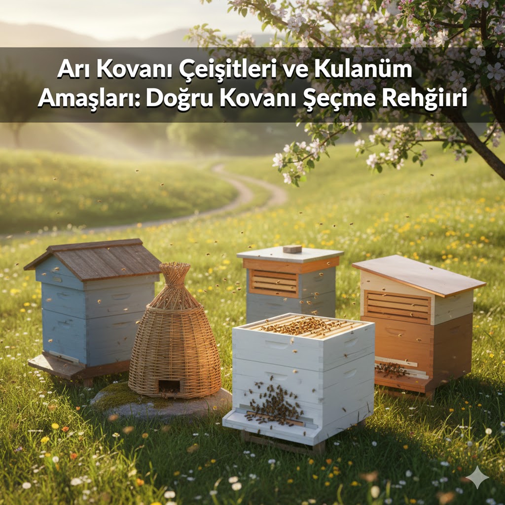 Doğal ortamda farklı arı kovanı çeşitleri ve modern kovan tasarımları.