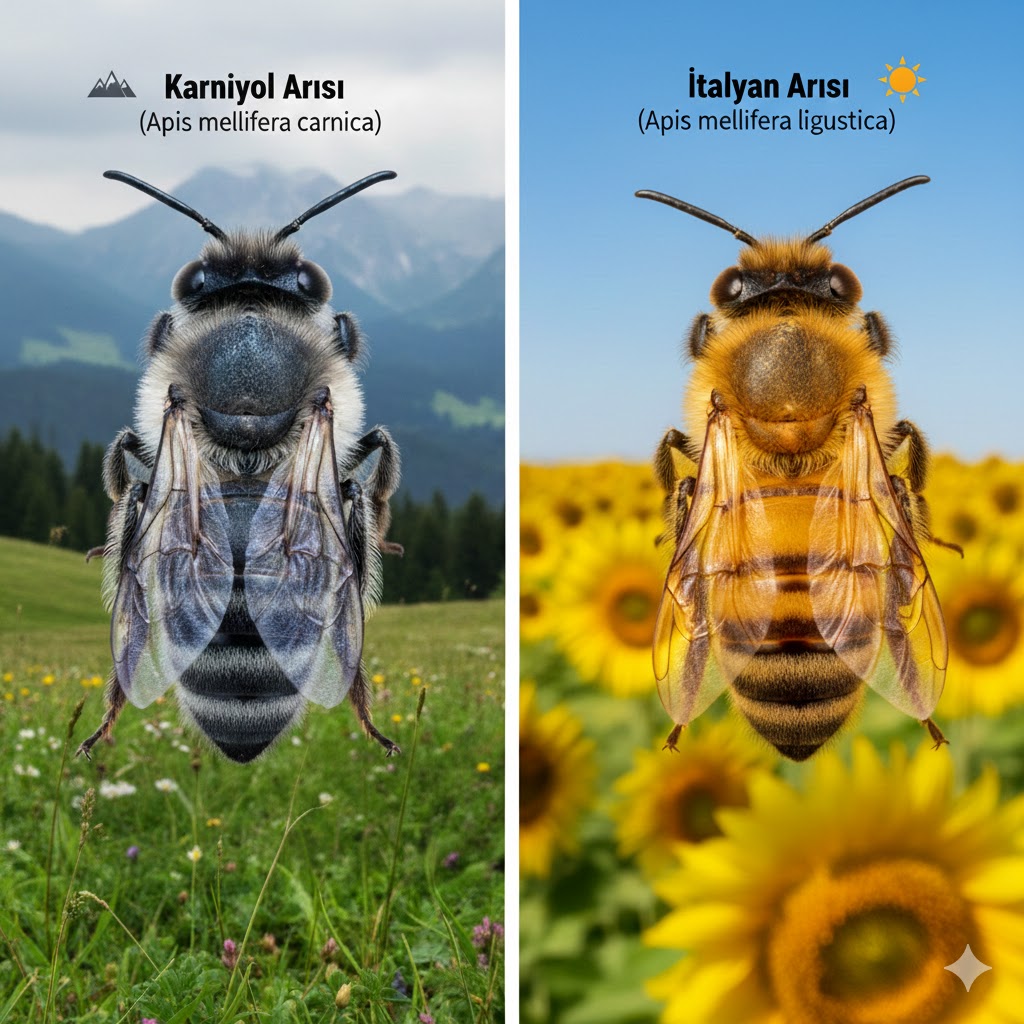Karniyol mu İtalyan mı? İki arı ırkı arasındaki fiziksel farklar ve 2026 bal verimliliği analizi görseli - aricidunyasi.com
