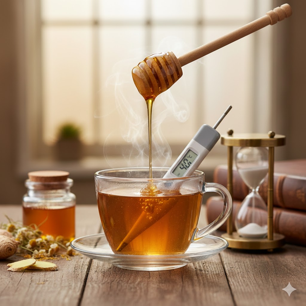 Bitki çayı ve bal sıcak içeceklerle nasıl kullanılır sorusunu yanıtlayan, balın besin değerini koruyan doğru kullanım tekniği