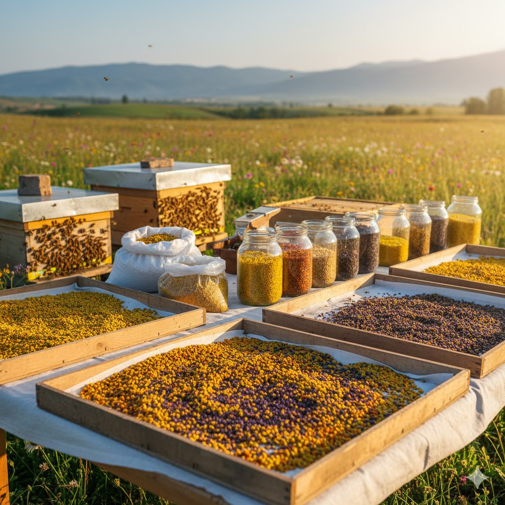 Uygun toptan arı poleni fiyatları için doğrudan üreticiden kovanda polen hasadı ve şişeleme.