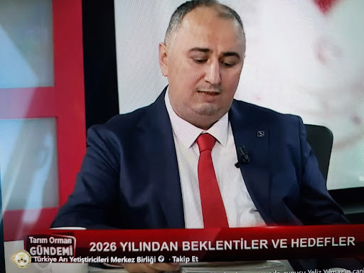Tarım Orman Gündemi programında arıcılık sektöründe 2026 yılından beklentiler ve hedefler konusunun ele alındığı televizyon yayını ekran görüntüsü; Türkiye Arı Yetiştiricileri Merkez Birliği vurgusuyla