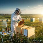 Arıcılıkta bölme yöntemi ile kovan çoğaltma işlemi yapan bir arıcı ve yeni oluşturulan çekirdek kovanlar.